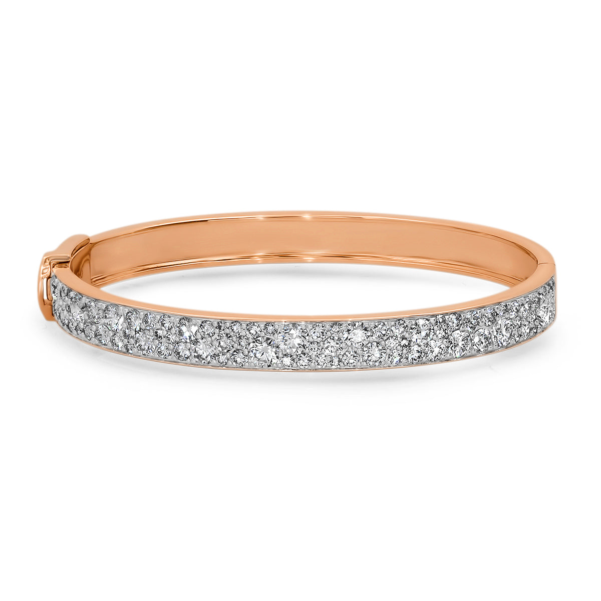14K Rose Gold Diamond Cluster Bangle